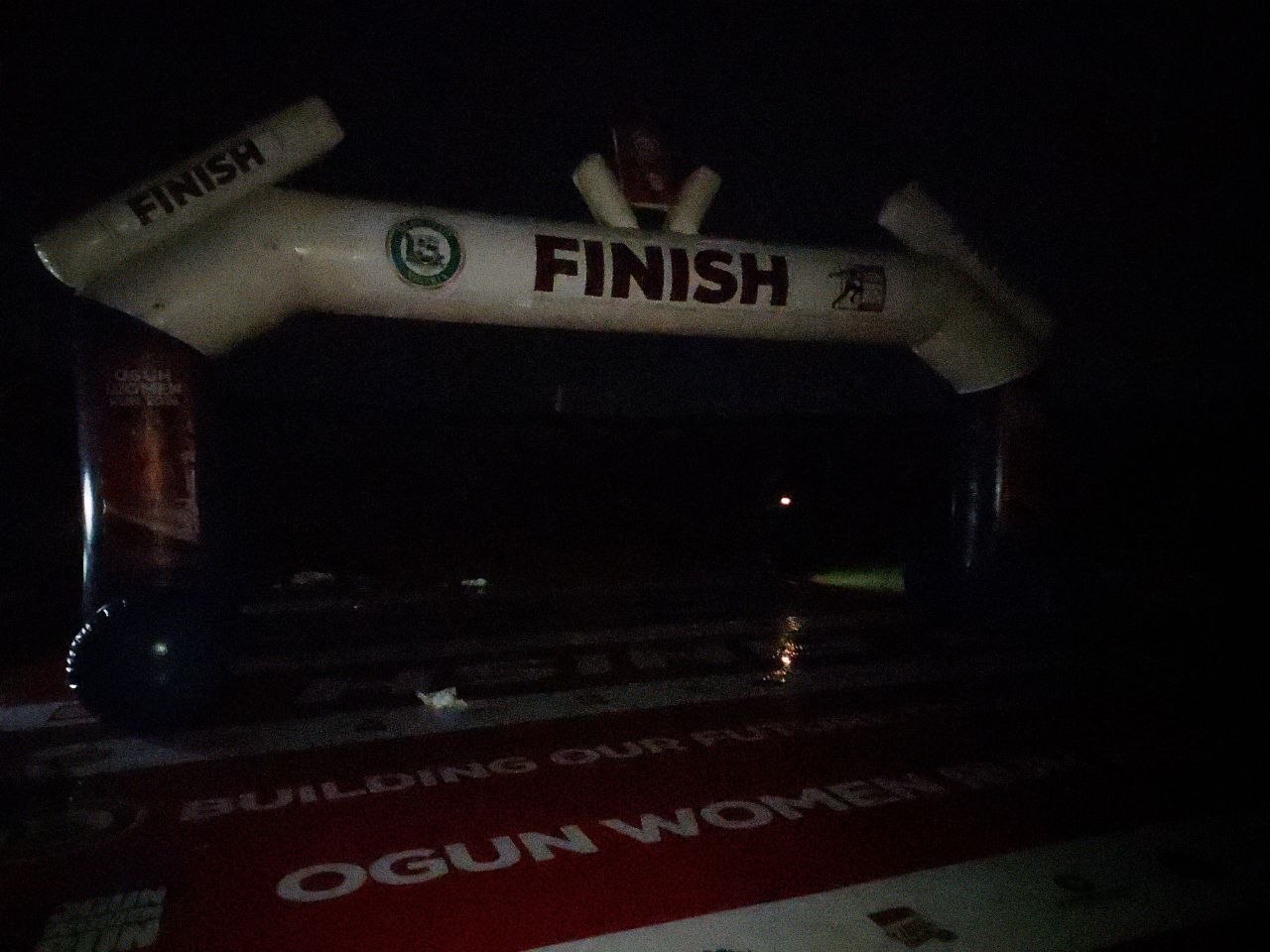 finish line setup at dawn